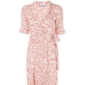 Ganni printed wrap dress
